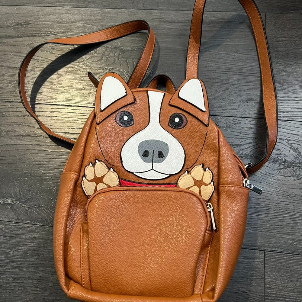 Sleepyville Critters Corgi Adjustable Mini Backpack With Front Pocket